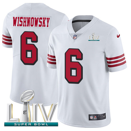 San Francisco 49ers Nike 6 Mitch Wishnowsky White Super Bowl LIV 2020 Rush Youth Stitched NFL Vapor Untouchable Limited Jersey